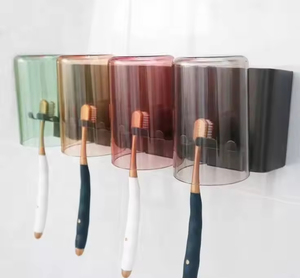 Ensemble de nettoyage moderne et étanche en plastique pour toilettes et salles de bain, avec porte-brosses à dents multi-compartiments et support de rangement, couleur personnalisable - Product Image 2