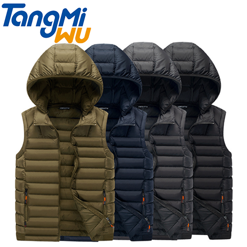 TMW wholesale hooded vest men's jackets duck down jacket stand collar pocket jacket winter hooded vests zip up veste homme