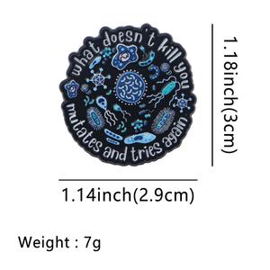 En gros, Broche à citation 'Lovely Mutant Bacteria', Badge en métal de mode à motif de dessin animé, Épingle de revers créative avec lettres anglaises pour vêtements, Accessoire - Product Image 6