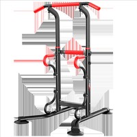 Torre de Ejercicios de Acero Inoxidable con Barra de Dominadas y Estación de Dips para Entrenamiento de Tríceps en Casa