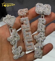 Pendentif Personnalisé en Argent 925 avec Design 3D, Breloque Fine, Bijou de Rappeur, Diamant Moissanite, Lettre Nom Personnalisée – Grande Vente