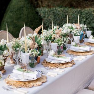 Vietnam trenzado Floral mantel boda fiesta Seagrass tejido a mano vajilla restaurante - Product Image 2