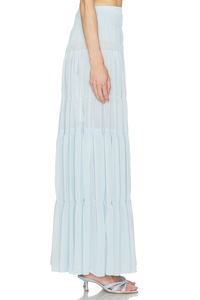 Customized New Design Tiered Pleated <b>Elastic</b> Waist Flowy Chiffon Midi <b>Skirt</b> for Women - Product Image 2