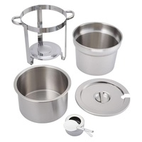Réchauds de buffet en acier inoxydable à chauffage alcoolisé, avec seau à soupe profond 7L, ensemble chauffe-plats pour hôtel