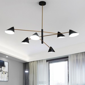 Nordic Minimalist Chandelier Black Iron Led Adjustable Height For Living Room Dining Room Home <b>Lighting</b> Fixtures - Product Image 1
