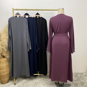 1421 # Nouvelle Abaya Ouverte Populaire pour Femme, Magnifiquement Brillante, Ornée de Strass, Couleur Unie, Avec Poches - Product Image 6