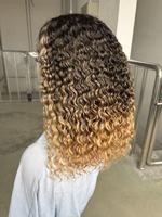Perruque Lace Front HD 5*5 360 en Cheveux Humains Naturels, Ombré Balayage Bouclé Profond, Nœuds Pré-décolorés, Densité 150, Vente en Gros pour Salons