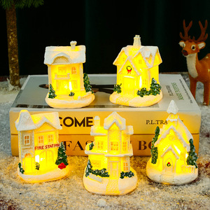 Miniature de maison en résine, paysage de Noël, décor lumineux blanc, ornement d'intérieur, ensemble cadeau, finition mate de 2,9 pouces - Product Image 3