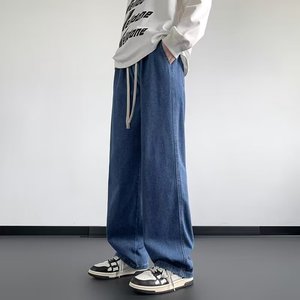 Nuovi <span class=keywords><strong>Jeans</strong></span> Stile Vintage Americano da <span class=keywords><strong>Uomo</strong></span>, Vestibilità Comoda, Gamba Dritta, <span class=keywords><strong>Vita</strong></span> Elastica, Pantaloni Casual di Tendenza a Gamba Larga - Product Image 3