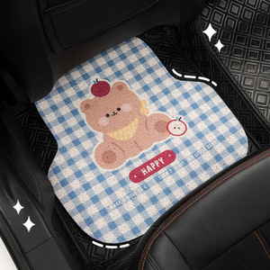 <b>Cute</b> Cartoon <b>Bear</b> Car Floor Mats Silk Loop Universal 2Pcs Non Slip Wear Resistant - Product Image 3