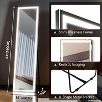 Miroir de maquillage sur pied LED intelligent personnalisé, grand format, décoratif, avec écran LED et interrupteur IR, design moderne mural