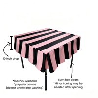 Nappe en toile à volants rayée rose et noire 55*55 pouces, couverture de table carrée pour Mahjong, idéale pour les soirées de jeu – Vente en gros depuis la Chine