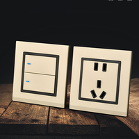 Haute qualité gris couleur luxe plaque de verre acrylique interrupteurs muraux électriques et prises LC série hôtel interrupteur prise