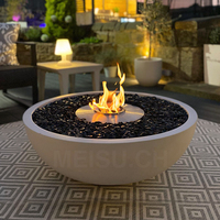 MEISU.CH BBQ Cooking Villa – Brûleur d'extérieur rond sans fumée pour table, gaz naturel/éthanol, foyer autoportant