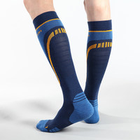Chaussettes de sport en laine mérinos pour le ski d'hiver, hauteur genou, antibactériennes, technologie jacquard, tricotées, respirantes, coussin épais, séchage rapide