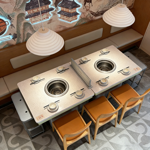 Tavolo da Pranzo per Hot Pot Senza Fumo con Purificatore d'Aria, Dimensioni e Materiali Personalizzabili - Product Image 1