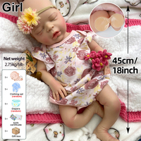Poupée Bébé Fille Réaliste en Silicone de 18 Pouces avec Sucette, Lavable, Nouveau-né, Artisanat de Collection, Cadeaux Compagnons