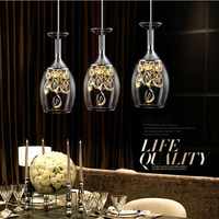 Lustre suspendu en cristal transparent en verre de vin, design italien moderne, éclairage d'intérieur, luminaire décoratif de plafond, idéal pour un Restaurant, un pub ou un bar