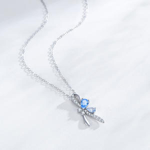 Versión personalizable en cobre, con forma de pera, con lazo de plata de ley S925 y circonita azul, regalo para mujer. - Product Image 3