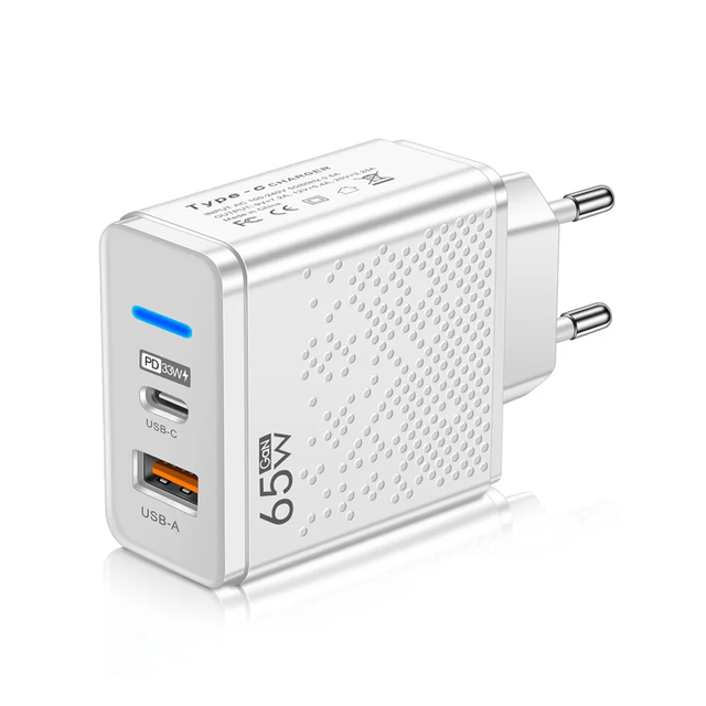 65W USB C Charger PD Type C Fast Charging Wall Adapter Quick Charge3.0 for iPhone 15/14/13 for Xiaomi for Samsung Macbook