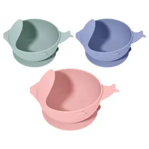 BPA free silicone tableware baby feeding bowl fish shape toddler suction bowl