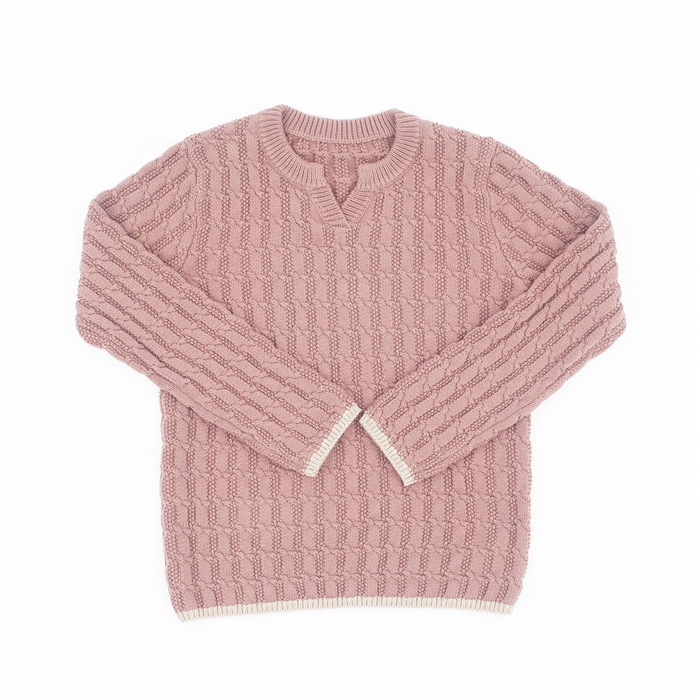 Custom Autumn and Winter Children's Knitting Vintage Pullover Girls Boys' Long Sleeve Loose Top Baby Cotton Sweater