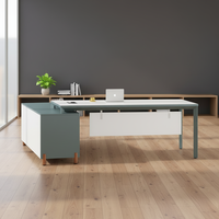 Bureau de direction moderne en L de luxe pour PDG, cadre supérieur, avec table de travail blanche et personnalisation de mobilier de bureau