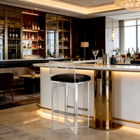 Tabouret de bar moderne en acrylique transparent avec coussin Chaise à hauteur de comptoir de haute qualité pour les bars à la maison et l'utilisation commerciale pour le salon