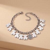 Bracelet en acier inoxydable avec pendentif ours mignon et chaîne épaisse, accessoires de mode en gros d'usine - Modèle Guangzhou MSY094