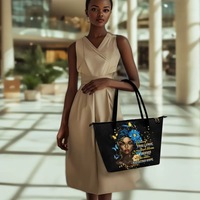 Sac à main en cuir pour femme à motif fille africaine, impression à la demande, livraison directe, sac fourre-tout polyvalent et personnalisé pour femme