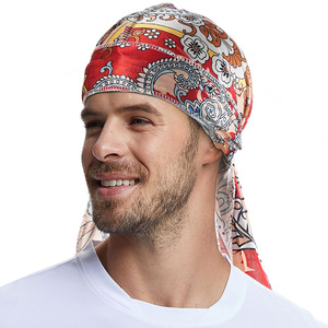Vente en gros de <span class=keywords><strong>Durag</strong></span> soyeux imprimé à <span class=keywords><strong>motif</strong></span> amibe avec soin des cheveux à longue queue Chapeaux de sport pour hommes et femmes - Product Image 1