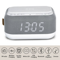LED Digitaler Wecker FM Radio USB Bluetooth Lautsprecher Wireless Fast Wireless Ladestation Radios