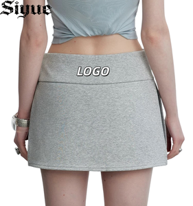 Minifalda deportiva sexy y moderna para mujer, estilo Y2K, con logo bordado, diseño entrecruzado y abertura, tipo skort/camiseta deportiva. - Product Image 2