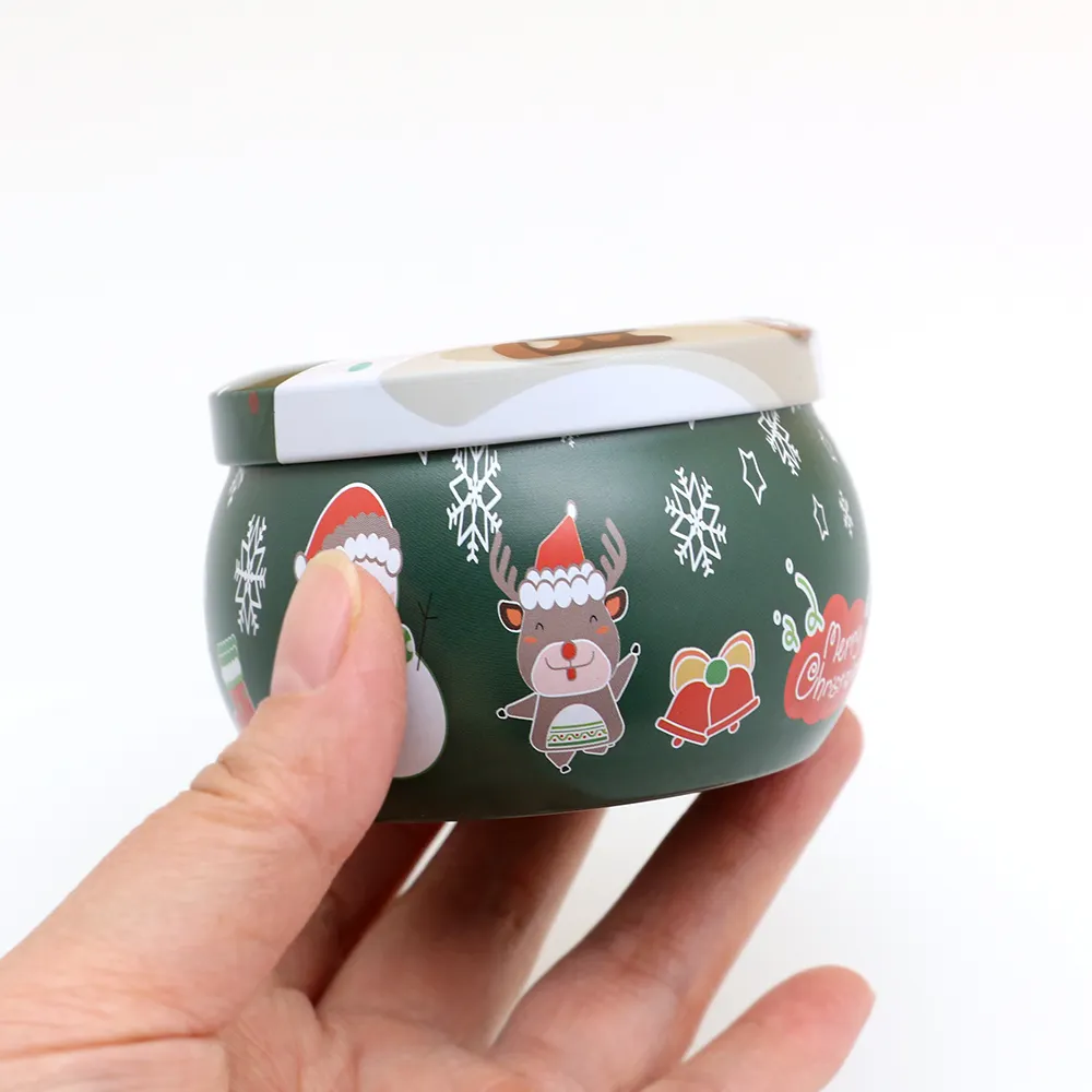 Mini vela de aluminio personalizada para Navidad, embalaje de galletas de caramelo de grado alimenticio, caja de lata de Metal redonda pequeña para té, venta al por mayor