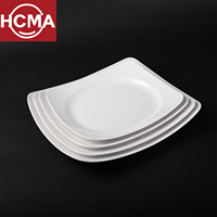 Logo personnalisé 9 pouces écologique mélamine vaisselle incassable Rectangle dîner assiette de service moderne blanc plats ménages
