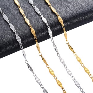 Collier en acier inoxydable de 3,5 mm fait à la main, chaîne à maillons gravés pour femmes et hommes, collier ras du cou plaqué or, bijoux en métal - Product Image 2