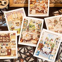 Paquete de 19 Pegatinas con Diseño de Gatos Yuran, Tema de Dibujos Animados, Escena Inmersiva, Materiales para Cuadernos de Escritura