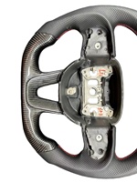 Volant de course sportif personnalisé en fibre de carbone forgée CLS Fit pour Dodge SRT Hellcat Redeye avec garniture en cuir PU, 3 branches