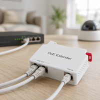 Repetidor/Extensor POE IEEE 802.3af/at de 1 Entrada y 2 Salidas, 10/100 Mbps, para Sistemas de Seguridad con Cámaras IP