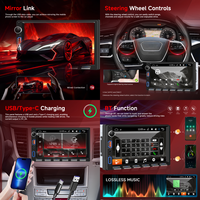 Lecteur MP5 de voiture Podofo double DIN 7 pouces, autoradio, radio de voiture, CarPlay/Android Auto sans fil, USB, égaliseur, type-C, touches de piano, vente en gros OEM ODM