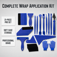 Kit d'outils de pose de film vinyle 21 pièces pour vitres de voiture, film teinté, spatule à feutre, raclette, couteau, étui souple