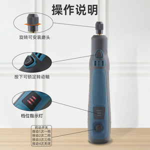 เครื่องบดไฟฟ้าแบบชาร์จ USB แบบปากกาขนาดเล็ก 5000 10000 15000 รอบต่อนาที ปรับความเร็วได้ สำหรับการแกะสลักและขัดโลหะ - Product Image 4