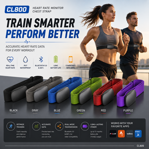 xBandi CL800 เครื่องวัดอัตราการเต้นของหัวใจแบบสายรัดหน้าอก บลูทูธ 5.0 ANT+ IP67 กันน้ำ ใช้ได้ทั้งชายและหญิง เครื่องติดตามการออกกำลังกายสำหรับวิ่งและปั่นจักรยาน - Product Image 1