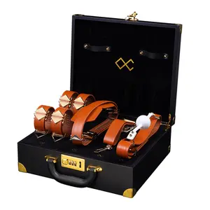 Lockink Leather Bondage Set With Suitcase Belt Free Combination Games Bondage Gear Bdsm Sex Toy Juguetes Sexuales