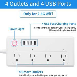 LEDEAST XS-A24 Tuya Enchufe Inteligente WiFi con 10A, Puertos USB, Control Inalámbrico y Temporizador Smart Life - Product Image 6