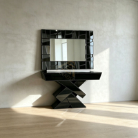 Console Moderne Miroir avec Accents en Verre Effet Diamant Broyé pour Entrée et Couloir – Meuble Décoratif
