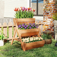 Jardinière carrée surélevée à 3 niveaux en bois, écologique, pour fleurs, légumes et herbes