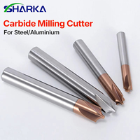 SHARKA 2F 3Flute Lollipop Cutter Ball Nose Carbide End Mill AlTiN coated CNC Milling Cutter Machining Tool Router Bit for Steel