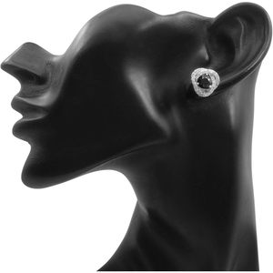 Ornaatis Diamond <b>Stud</b> <b>Earrings</b> 3.29 Cttw Round <b>Black</b> White Fancy Dark 10K Solid White Gold Screw Back Women's Everyday Wear - Product Image 3