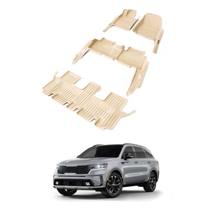 Beige Farbige Fußmatten <span class=keywords><strong>TPE</strong></span> 5D Vollabdeckung mit Seitentürschwellen-Teppich TXR Auto-Innenausstattung für Kia Sorento 2020- - Product Image 1